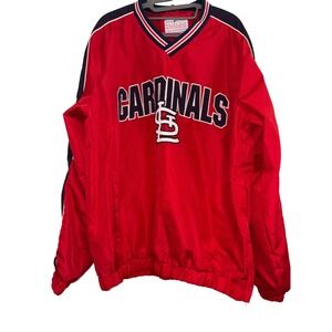 St Louis Cardinals, MLB,‎ Men's Size L, Red Pullover Windbreaker Adjustable Side